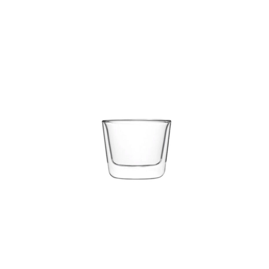Small transparent dual wall glass.
