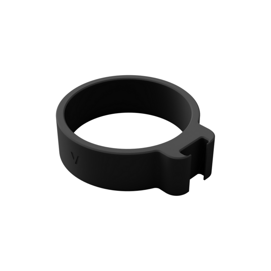 Black matte circular silicone grip.